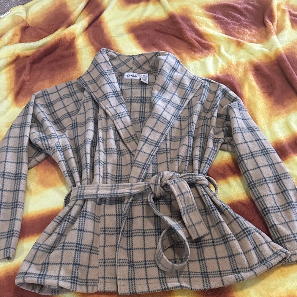 Soft Plaid Belted Jacket